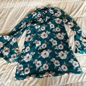 Forever 21 Floral Print Mini Dress in Teal